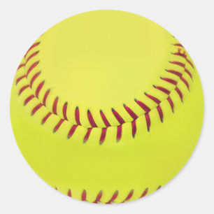 Yellow Softball Classic Round Sticker