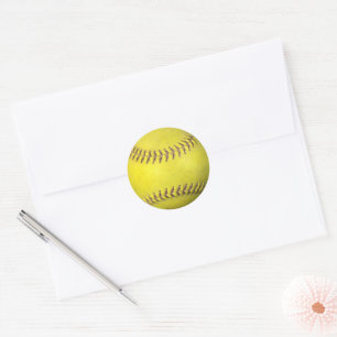 Yellow Softball Classic Round Sticker