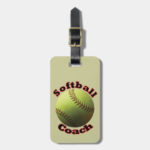 Yellow Softball Coach Equipment Luggage Tag