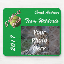 Yellow Softball Coach Script with Team Pic Text