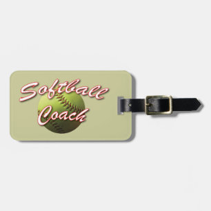 Yellow Softball Coach Tan and Red Luggage Tag