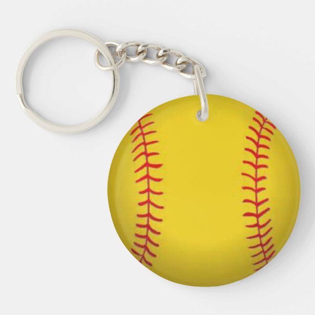 Yellow Softball Image Key Ring (Front)