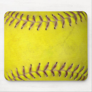 Yellow Softball Mouse Pad