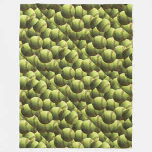 Yellow Softball Multi Diamond Fleece Blanket
