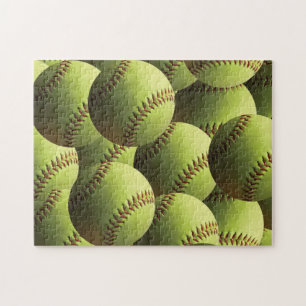 Yellow Softball Multiple Balls Layered Jigsaw Puzzle