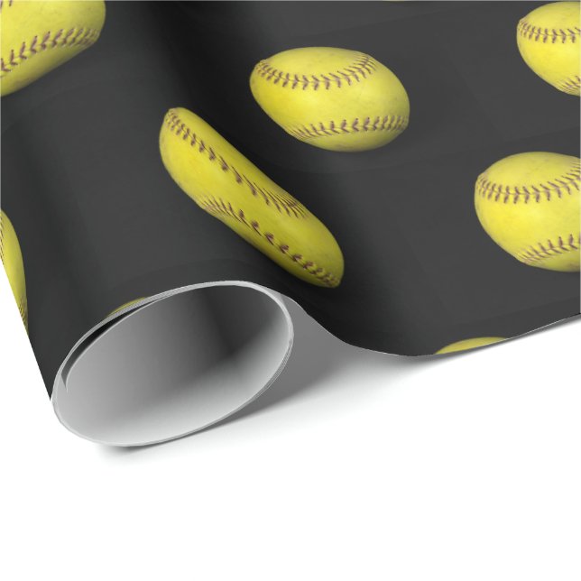 yellow softball on black wrapping paper (Roll Corner)