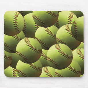 Yellow Softball Papered Mouse Pad