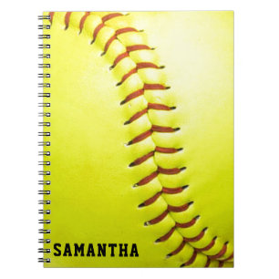 Yellow Softball Personalized Notebook