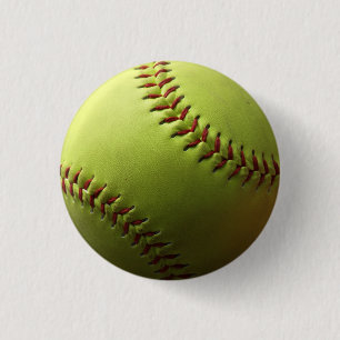 Yellow Softball Single 3 Cm Round Badge