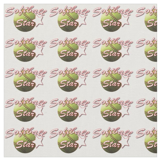 Yellow Softball Star Polkadot Fabric (Close Up)