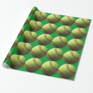 Yellow Softball Wrapping Paper