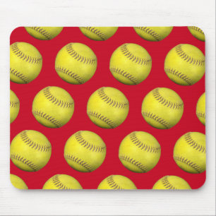 Yellow Softballs on Red Mouse Pad