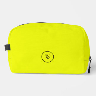 Yellow solid colour neon monogram modern trendy  dopp kit