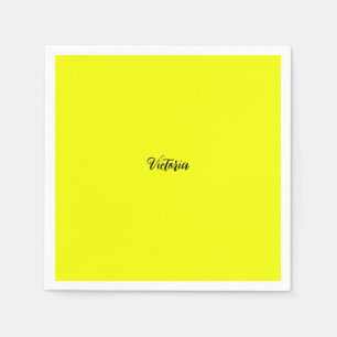 Yellow solid colour neon name or delete text  napkin