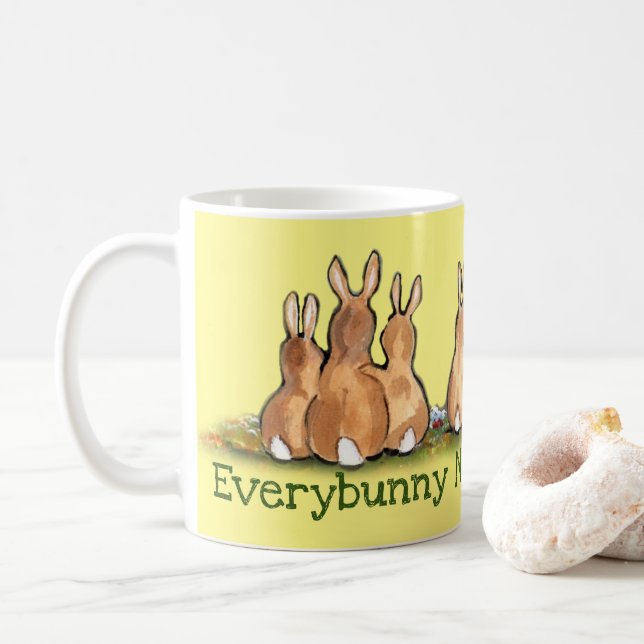 Yellow Somebunny Bunny Rabbit Love Appreciation Coffee Mug (With Donut)