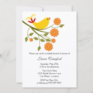 Yellow Songbird Bridal Shower Invitation