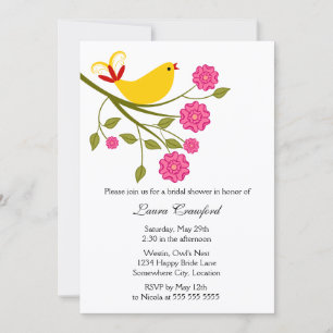 Yellow Songbird Bridal Shower Invitation