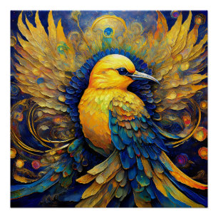 Yellow Songbird Drawstring Backpack Poster