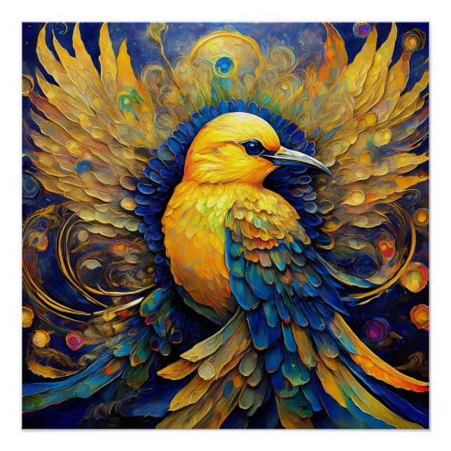 Yellow Songbird Drawstring Backpack Poster (Front)