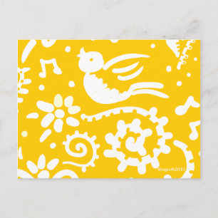 yellow songbird postcard