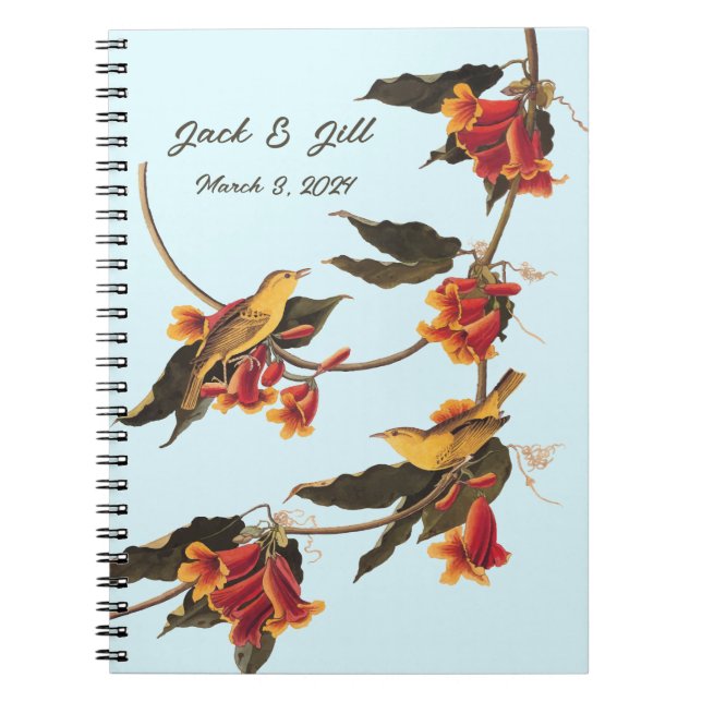 Yellow songbirds on Crossvine Notebook (Front)