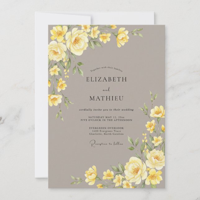 Yellow Sophisticated Meadow Wedding Invitation (Front)