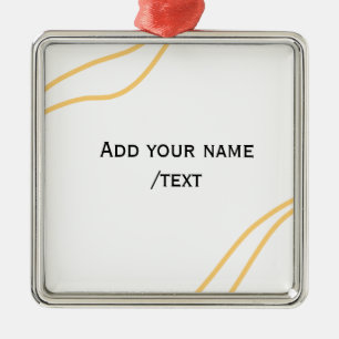Yellow Spanish border name message text lines Metal Ornament