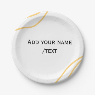 Yellow Spanish border name message text lines Paper Plate