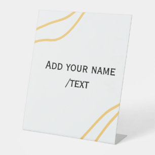 Yellow Spanish border name message text lines Pedestal Sign