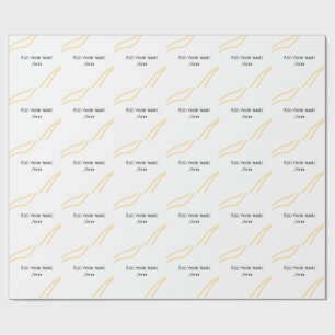 Yellow Spanish border name message text lines  Wrapping Paper