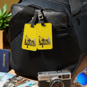 Yellow Speckled Alpaca Design, Luggage Tag