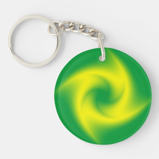 Yellow Spiral on Green Key Ring (Front)