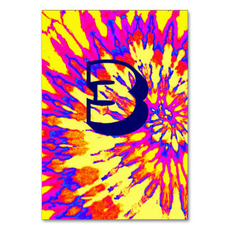 Yellow Spiral Tie Dye Wedding Table Three Number