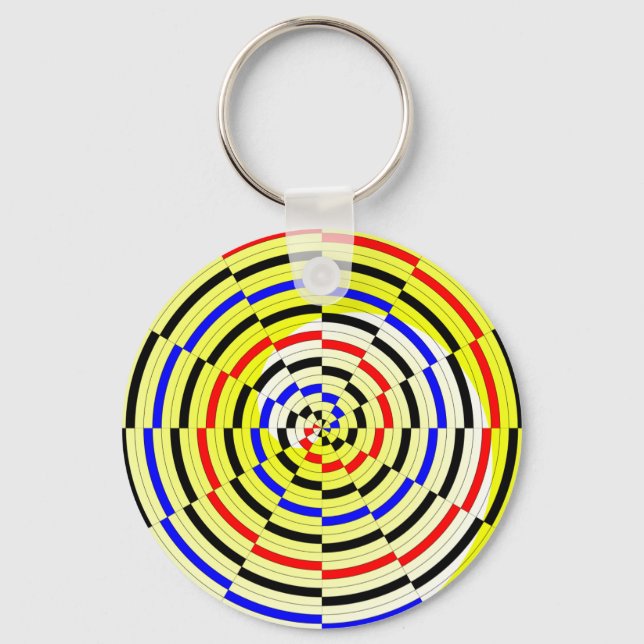 Yellow Spirals by Kenneth Yoncich Key Ring (Front)