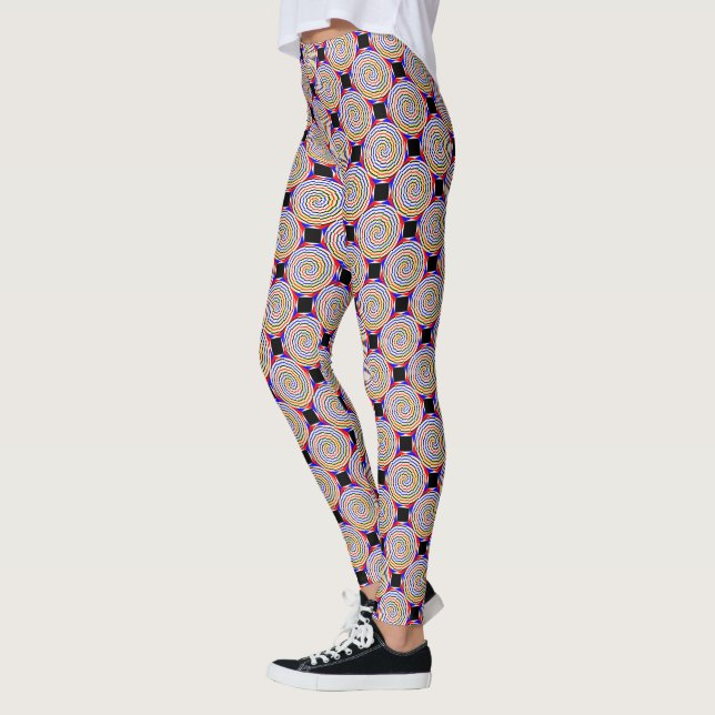 Yellow Spirals by Kenneth Yoncich Leggings (Left)