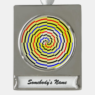 Yellow Spirals by Kenneth Yoncich Silver Plated Banner Ornament