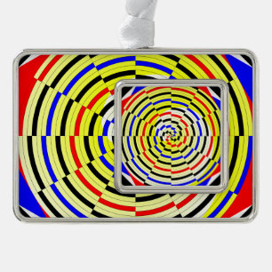 Yellow Spirals by Kenneth Yoncich Silver Plated Framed Ornament