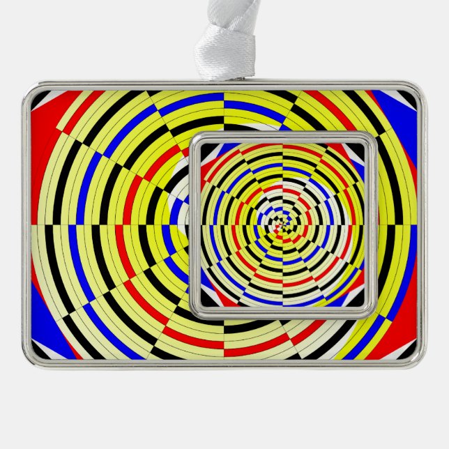 Yellow Spirals by Kenneth Yoncich Silver Plated Framed Ornament (Front)