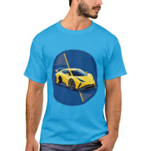 Yellow Sports Car on Blue Background