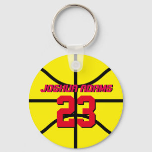 Yellow Sports Team Athletes Basketball Keychain
