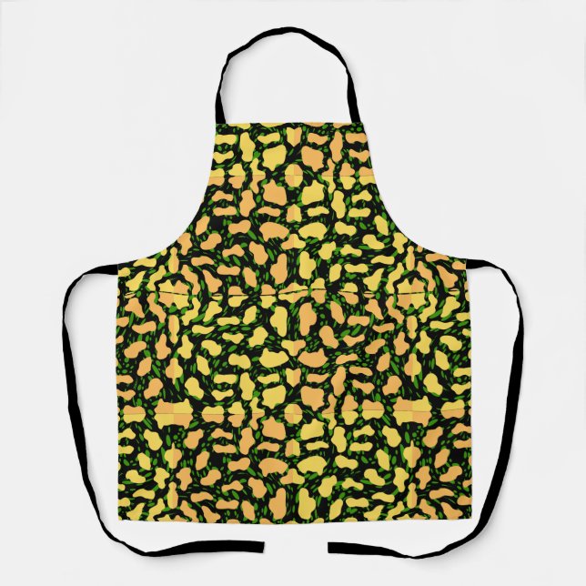 Yellow Spot Pattern.YO01.Black BG Apron (Front)
