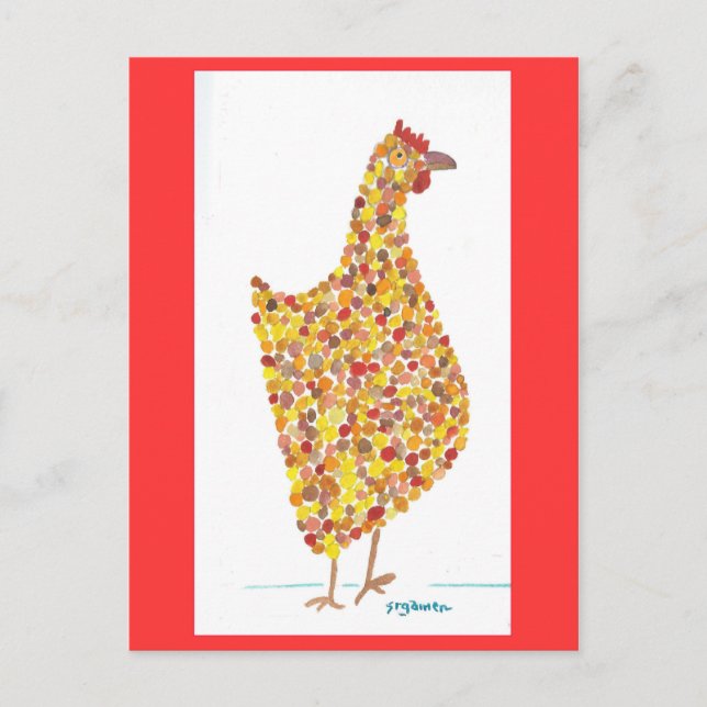 Yellow Spotted Hen Postcard (Front)
