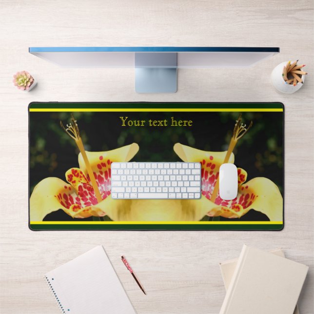 Yellow Spotted Lily Flower Personalised  Desk Mat (Office 1)