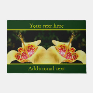 Yellow Spotted Lily Flower Personalised Doormat