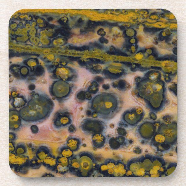 Yellow spotted Ocean Jasper Coaster (Front)