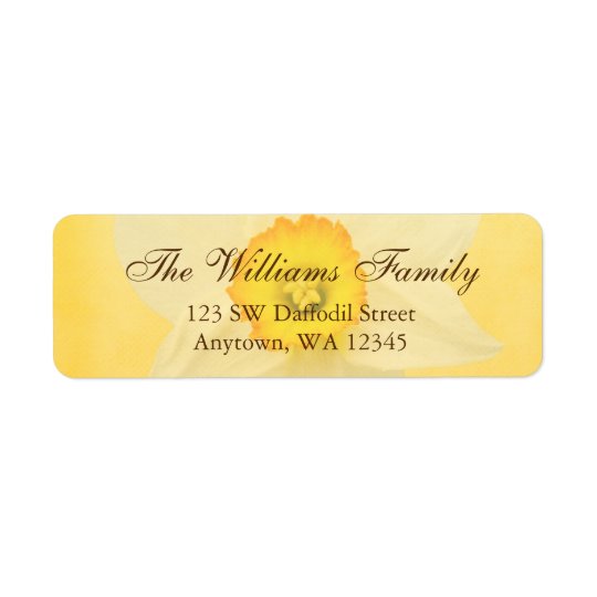 Yellow Spring Daffodil Flower Return Address Label