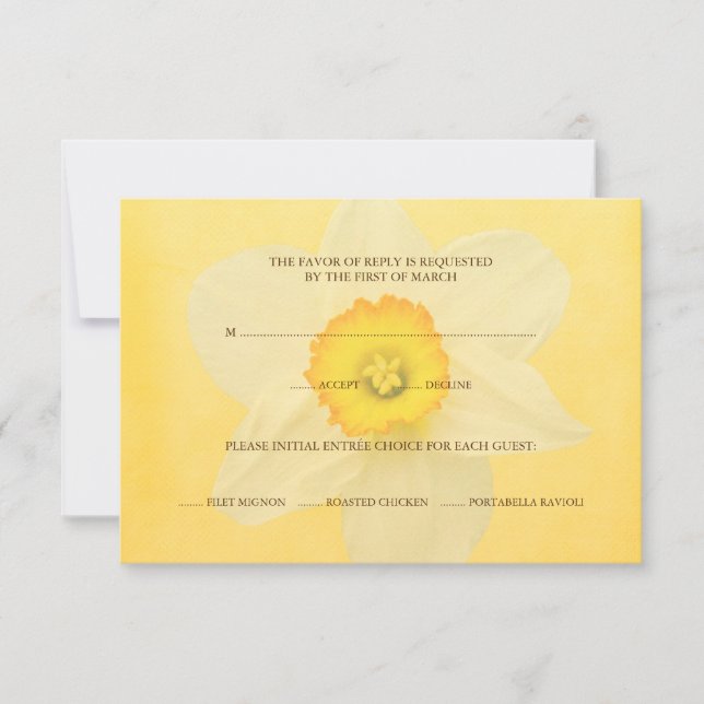 Yellow Spring Daffodil Flower RSVP Response Card (Front)