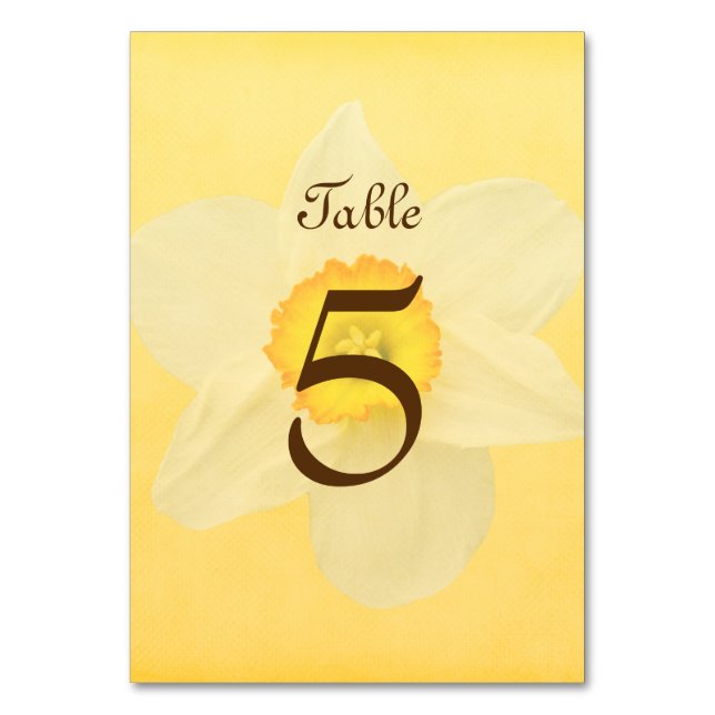 Yellow Spring Daffodil Flower Table Number (Front)