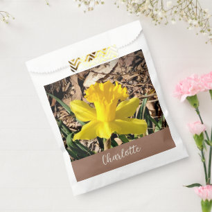 Yellow Spring Daffodil in the Garden Custom Name Favour Bag
