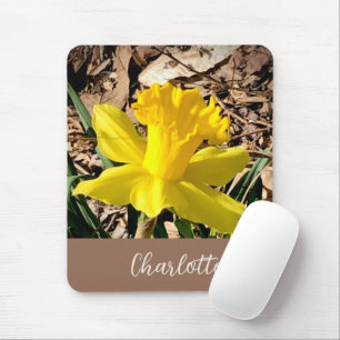 Yellow Spring Daffodil in the Garden Custom Name   Mouse Pad